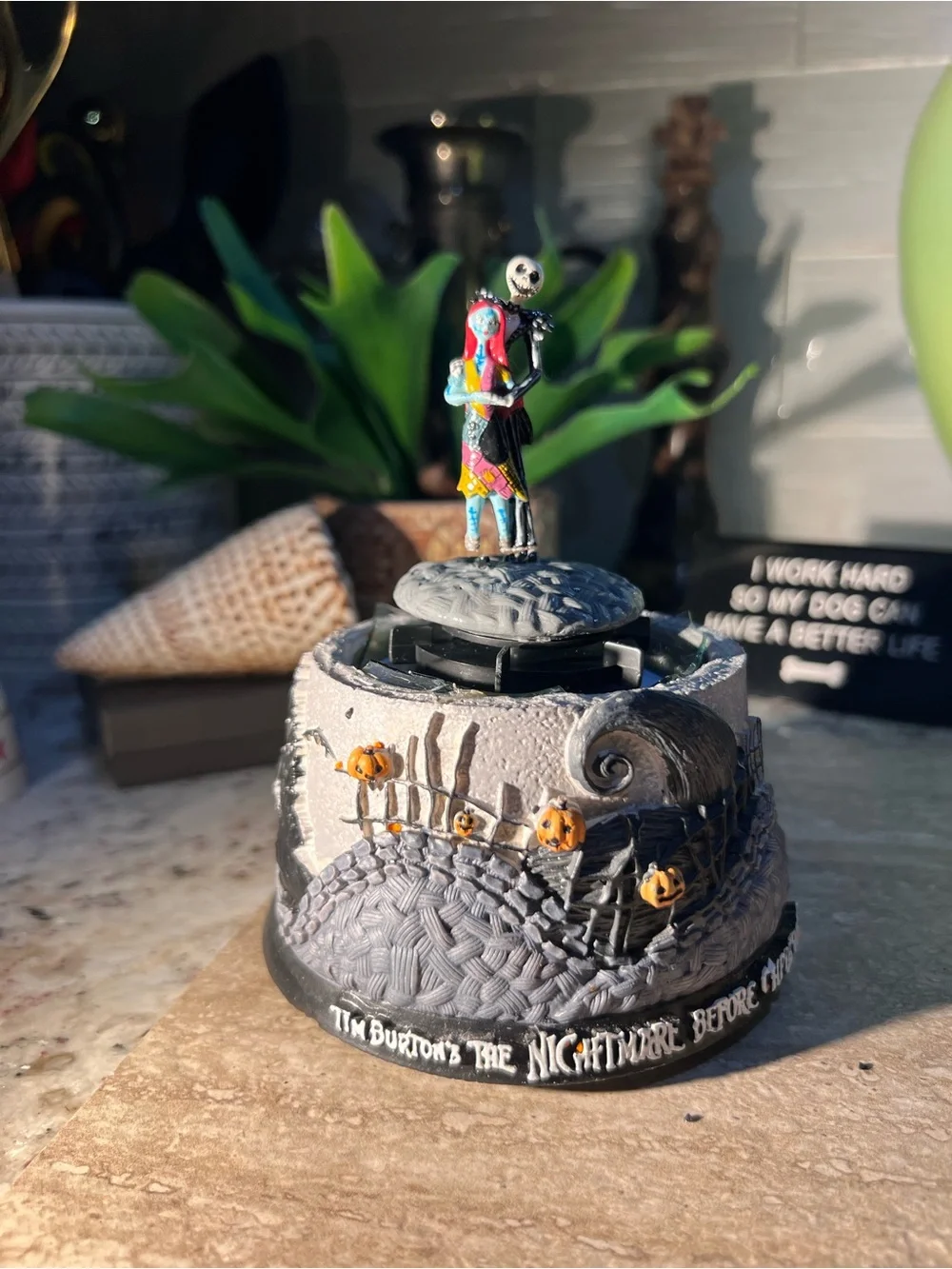 The Nightmare Before Christmas Jack & Sally Figurine Music Box read below